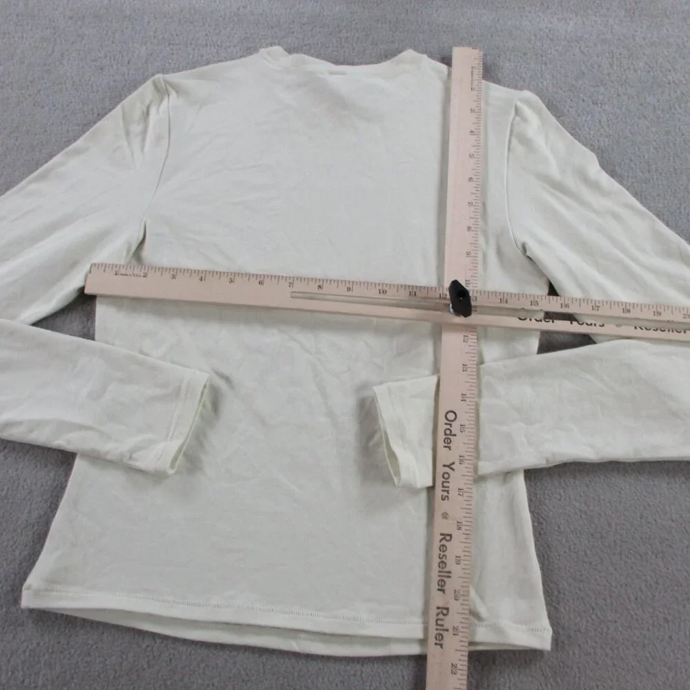 SKIMS Cotton Jersey Long Sleeve T Shirt Womens Medium Bone Casual Stretch NWT - Picture 6 of 9